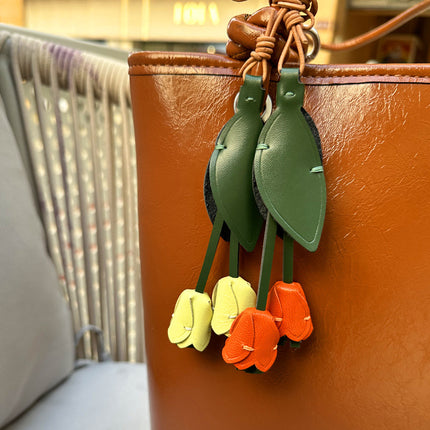 New Tulip DIY Handmade Leather High-end Sense Bag Pendant Flower Bag Hanging Keychain Decoration Activity Products