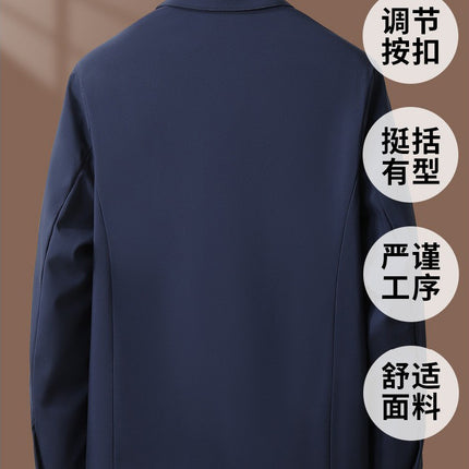 One-Piece Drop-Shipping Spring and Autumn Executive Jacket for Dad, Middle-Aged and Elderly Lapel Business Casual Coat, Men's Windproof Top