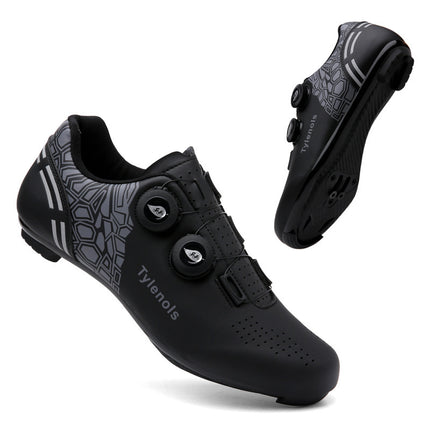 Road Mountain Men's and Women's Locked Bicycle Lockless Shoes Hard Sole Spinning Bicycle Riding Shoes Gym Black