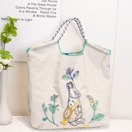 ball chain Japanese high quality eco-friendly shopping bag embroidered hand canvas bag nylon shopping bag