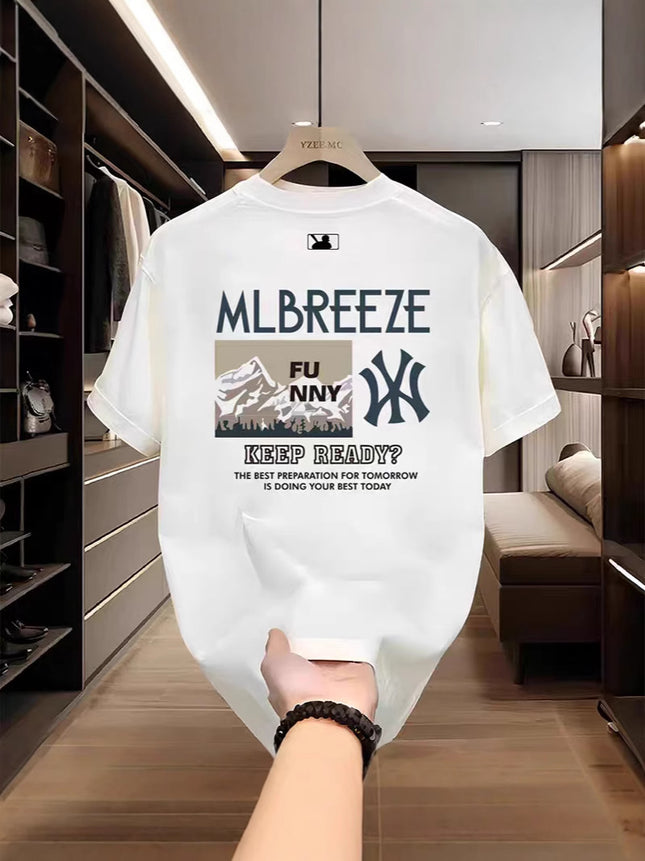 European and American Trendy Brand 260g Short-Sleeved Ins Pure Cotton Summer Men's Printed T-Shirt Trendyy Couple Versatile Round Neck T-Shirt