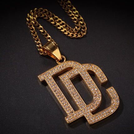 European and American Cross-border Hot Selling Stainless Steel Real Gold Electroplated Pouch Alphabetic Digital Hip Hop Trend Pendant Niche Jewelry