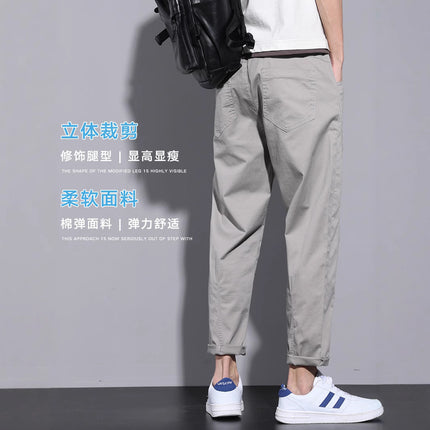 Casual Pants Men's Loose Straight Tooling Youth 2025 New Boys Summer Thin Trendy Brand Cropped Pants