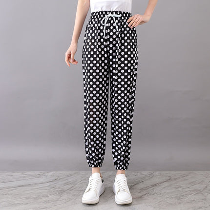 Cross-Border Popular Summer Women's Ice Silk Pants for Middle-Aged and Elderly, Loose Casual Home Pants, Elastic Plus-Size Pants for Square Dancing