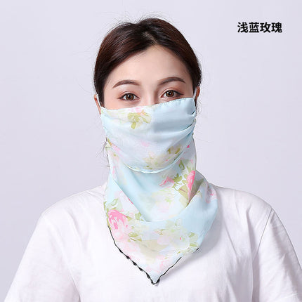 Summer sun protection mask scarf women's large mask neck protection breathable full cover face UV protection chiffon thin veil scarf