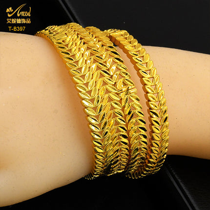 Cross-Border fashion Vietnam Gold hollow bracelet vacuum plating 24k not easy to fade wedding vintage carved bracelet