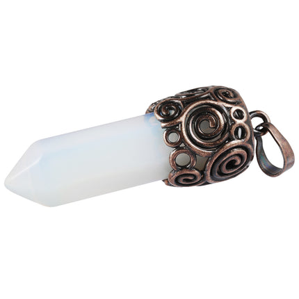 Natural Crystal Single-pointed Hexagonal Column Alloy Spiral Pattern Top Pendant European and American Style Creative Hexagonal Column Crystal Pendant