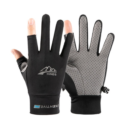 Cycling Sports Gloves for Men and Women, Summer Thin Ice Silk Sun Protection, Uv Protection, Breathable Cycling Touch Screen Full-Finger Gloves