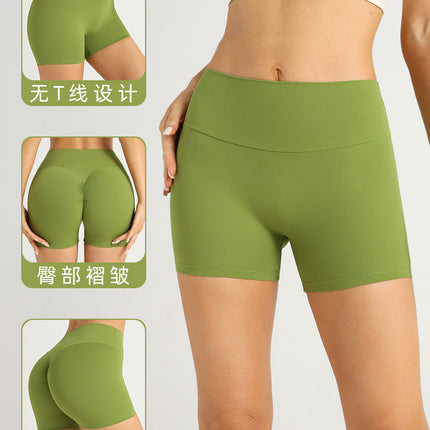 Explosive Sports Yoga Shorts Women's Cross-border European and American High Waist Peach Hip Three-point Shorts Outdoor Slimming Yoga Pants