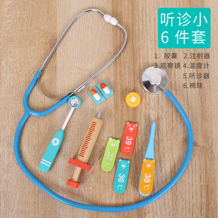 Children's wooden simulation doctor nurse toy suit play house boy girl stethoscope role-playing toy