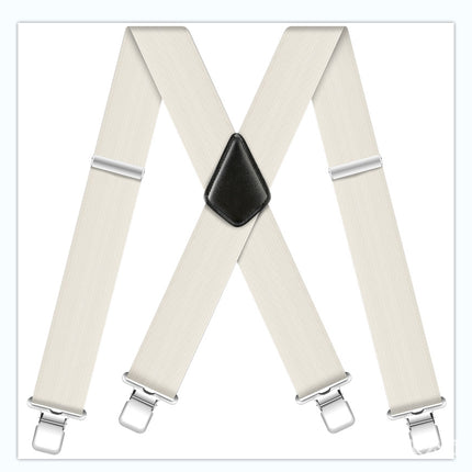 Men's Black Elastic Cross Strap Suspenders with 50mm Width, 5cm Wide Elastic Suspenders, X-Shaped Strong Elastic Suspenders for Foreign Trade