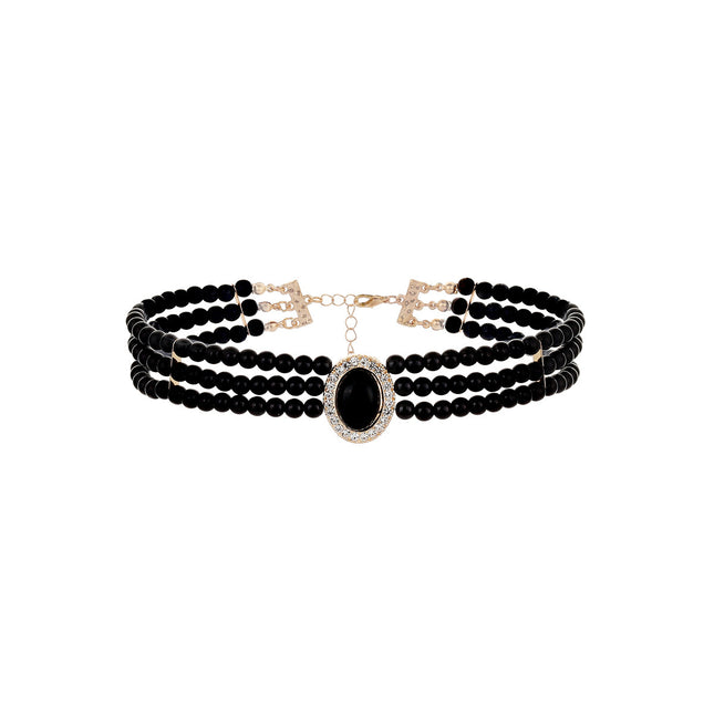 European and American Cross-border Black Multi-layer Pearl Necklace Retro Niche Court Elegant Chain Women Choker Clavicle Chain Women