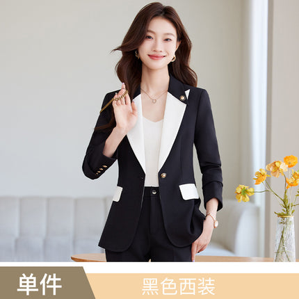 White Suit Jacket Women's 2024 Spring and Autumn New Fashion Sense Contrast Color Temperament Goddess Fan Host Professional suit