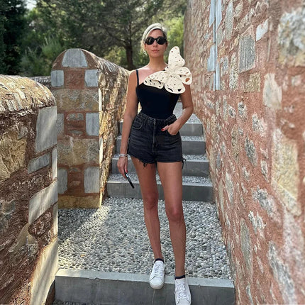 2025 new European and American beach holiday 3D butterfly decoration Amazon AliExpress one-piece swimsuit women cross-border explosions