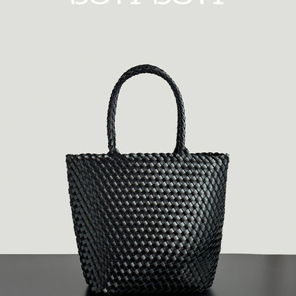PU Woven Large Tote Bag Women / Grand Sac Cabas Tressé PU Femme