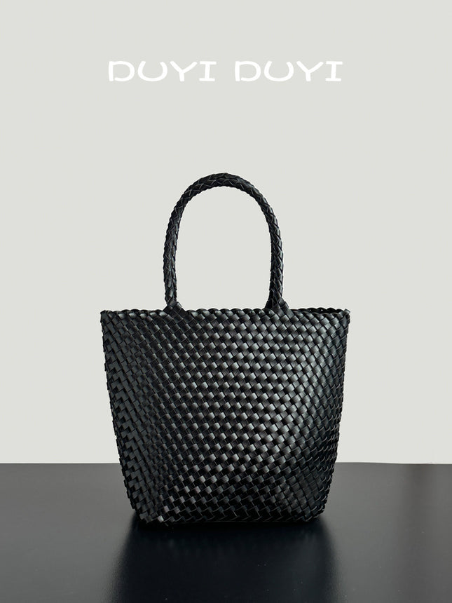 PU Woven Large Tote Bag Women / Grand Sac Cabas Tressé PU Femme