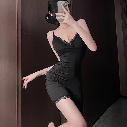 Sexy Lace Hip-Hugging Skirt, Hot Girl, Royal Sister, Fun Suspender Skirt, Pure Lust Style, Sexy Temptation Pajamas with Breast Pads Qqny