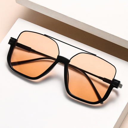 Sunglasses for Women with Big Faces, Internet Celebrity Sunglasses, Men's Masks, Street Lenses, Fashionable One-Piece Large Frame, Trendy Brown Slimming Look