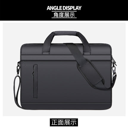 Men's Computer Bag Business Handbag Travel Office Simple Shoulder Bag Leather Film Fabric Fashion Waterproof Briefcase