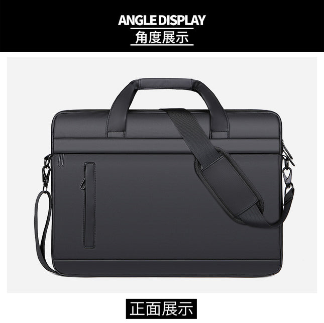 Men's Computer Bag Business Handbag Travel Office Simple Shoulder Bag Leather Film Fabric Fashion Waterproof Briefcase