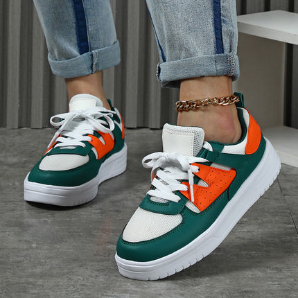 Korean Style Trendy Four-Season Thick-Soled Skateboard Shoes, Mesh Breathable Casual Shoes, Lace-Up Fashionable Women's Shoes, Outdoor Couple Trendy Shoes