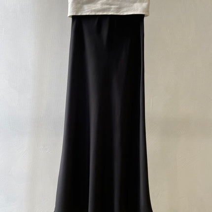 【Zhihetang】High-Waisted Satin Acetate Skirt 2026 Spring/Summer Bodycon Fishtail A-Line Long Skirt Ice Cream Color