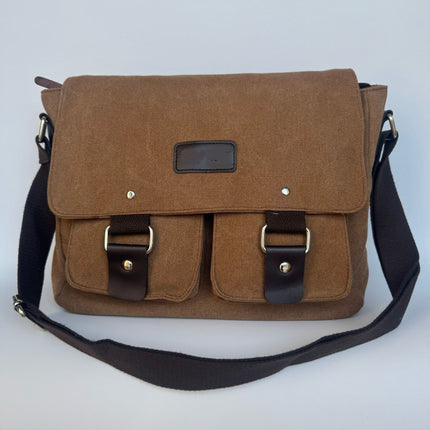 Korean Style Canvas Crossbody Bag Trendy Shoulder Bag Men's Large Capacity Student Computer Bag Camera Bag Large Factory Direct Sale