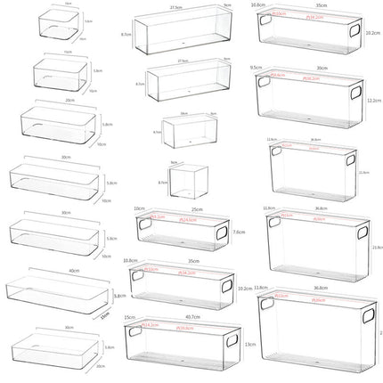 Narrow and Long Slim Transparent Acrylic Kitchen Storage Rack for Cabinet Drawers, Tableware, Dishes, Under-Sink Cookware Organizer