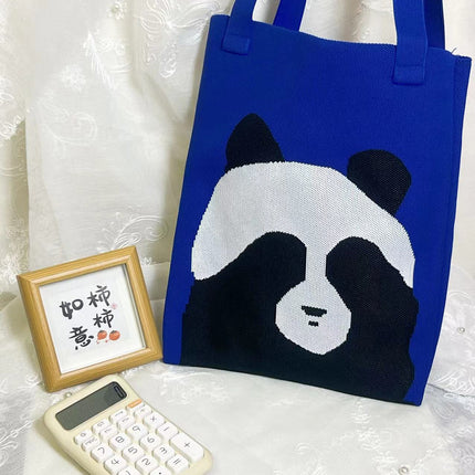 2025 Back Panda Knitted Bag Factory Tote Bag Canvas Bag Women's Shoulder Bag Handbag Souvenir Wholesale