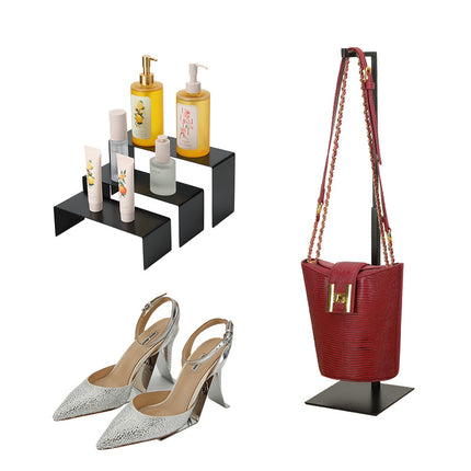 Simple Stainless Steel Hanging Bag Display Rack Counter Bag Display Hanger Leather Store Floor High and Low Support Bag Rack