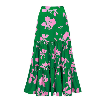 2024 European and American Swimwear New Printed Vacation Swimwear Umbrella Skirt suit Women's Cross-border Explosions 25174