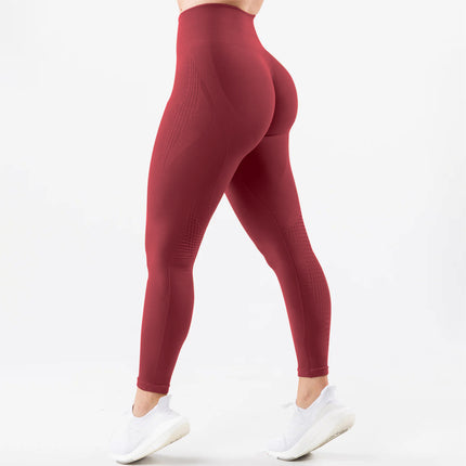 Amazon Seamless Jacquard Tight Yoga Pants Women's Super Soft Hand-feel Body-fit Cationic Cropped Pants Fitness Pants