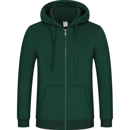 Autumn and Winter Fleece-Lined Zip-Up Hoodie Sweatshirt Unisex Workwear Long-Sleeve Jacket Casual Versatile with Logo Design