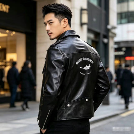 Foreign Trade Wholesale Spring and Autumn New Men's Leather Jackets Korean Style Slim Fit Men's Leather Jackets Large Size Outerwear Leather Jackets Factory Direct Sales