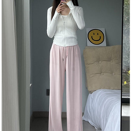 Ice Silk Sun Protection Pants for Women, Summer Thin Style 2026 New High-Waisted Slimming Cool Sports Pants, Casual Loose Wide-Leg Pants