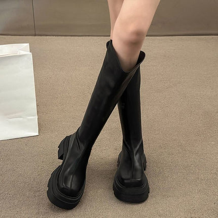 Thick-Soled Thick-Heeled Knee-Length Boots for Thick Legs and Long Boots 2025 New Autumn and Winter High Knight Boots but Not Long Boots for Women