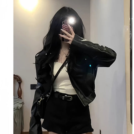 Hot Girl Black Shorts Women's Autum 2024 New Spring Petite Culottes Slimming Look A-Line Outer Suit Hot Pants