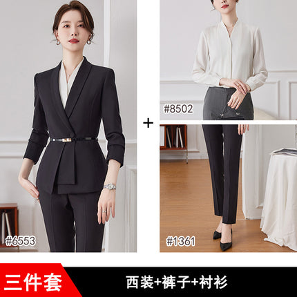 High-end professional suit suit women's long-sleeved jewelry gold shop elegant slim suit formal wear front desk manager work clothes