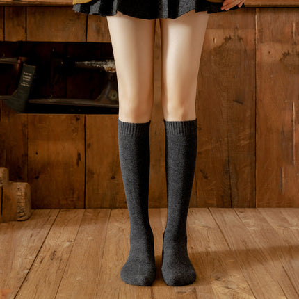 Calf Socks Women's Autumn and Winter Retro Preppy Style Extended Thickeneded Warm Heating Socks Insjk Long Terry