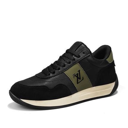 Men's Shoes 2026 Spring New Leather Casual Shoes Trendy Versatile Thick-Soled Height-Increasing Sneakers Men's Board Shoes
