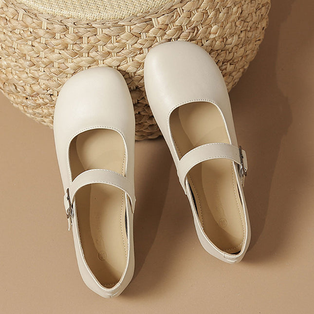 Mary Jane shoes women's new square toe niche French retro shallow mouth strap flat slimming breathable soft bottom single-layer shoes