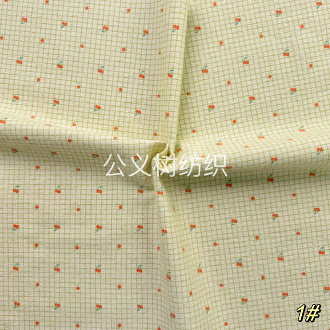 "Small Cherry" Autumn and Winter Cotton Skin-friendly Fabric Pure Cotton Plain Scrub Printed Cloth Garment Fabric