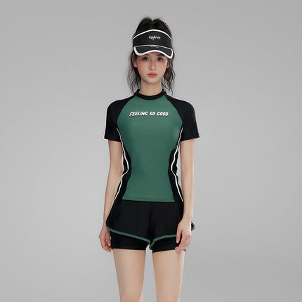 2025 New Swimsuit Women's Conservative Belly Covering Slim South Korea Ins Fairy Fan Pingjiao Two-Piece Hot Spring Swimsuit