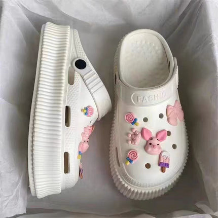 Girls Cartoon Cave Shoes with Removable Outer Pad All-Match Non-Slip Fashionable Heightened Harajuku Style Sandals