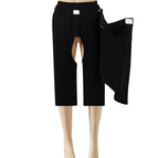 Front covered cropped pants black / M 80 to 50kg