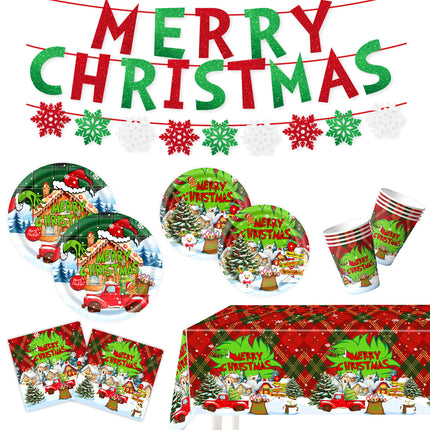 Cross-Border New Product Christmas Grinch Theme Party Decoration Flag Cartoon Party Supplies Tableware Christmas Decoration
