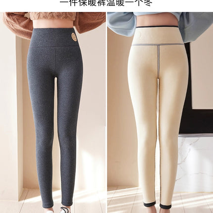 Lamb Fleece Leggings for Women, Winter Fleece-Lined Thick High-Waisted Cotton Pants, Plus-Size One-Piece Extra Thick Thermal Pants for Northeast