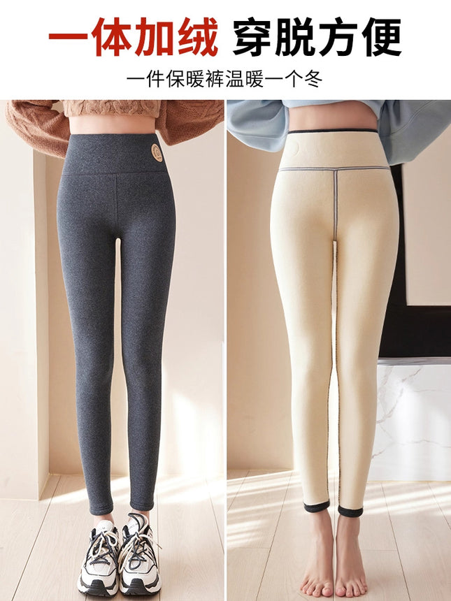 Lamb Fleece Leggings for Women, Winter Fleece-Lined Thick High-Waisted Cotton Pants, Plus-Size One-Piece Extra Thick Thermal Pants for Northeast
