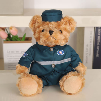 Police Bear Doll Traffic Police Bear Doll Uniform Fire Suit Teddy Bear Plush Toy Internet Red Bear Doll