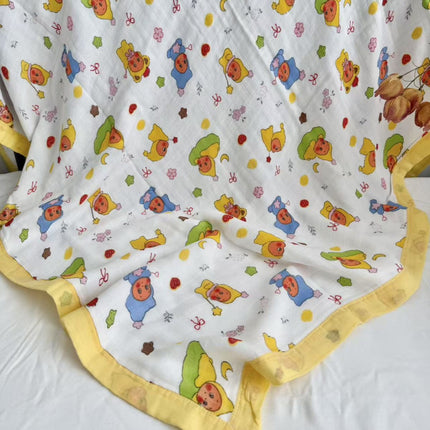 Summer bamboo fiber four-layer gauze blanket children's air conditioning blanket adult student bamboo cotton bed sheet cold feeling blanket kindergarten
